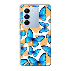 Blue Butterflies Phone Customized Printed Back Cover for Vivo V27