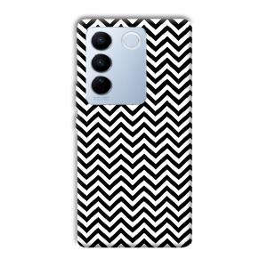 Black White Zig Zag Phone Customized Printed Back Cover for Vivo V27