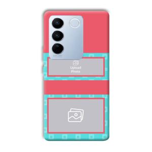 Blue Pink Customized Printed Back Cover for Vivo V27 Pro