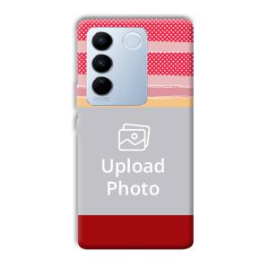 Red Pink Design Customized Printed Back Cover for Vivo V27 Pro