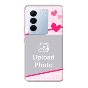 Pink Check Customized Printed Back Cover for Vivo V27 Pro