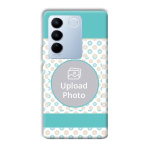 Blue Flowers Customized Printed Back Cover for Vivo V27 Pro