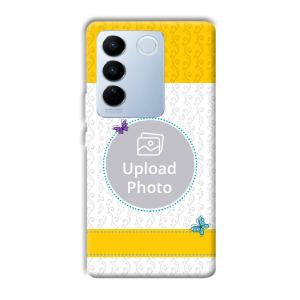 Butterflies & Yellow Customized Printed Back Cover for Vivo V27 Pro