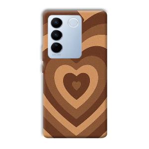 Brown Hearts Phone Customized Printed Back Cover for Vivo V27 Pro