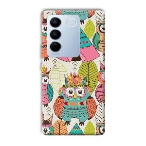 Fancy Owl Phone Customized Printed Back Cover for Vivo V27 Pro