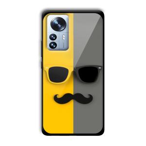 Yellow and Grey Sunglass Customized Printed Glass Back Cover for Xiaomi 12 Pro