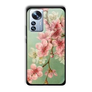 Pink Flowers Customized Printed Glass Back Cover for Xiaomi 12 Pro