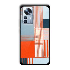 Orange Stripes Customized Printed Glass Back Cover for Xiaomi 12 Pro