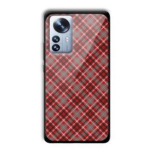 Red Checks Customized Printed Glass Back Cover for Xiaomi 12 Pro