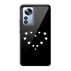 Little White Hearts Customized Printed Glass Back Cover for Xiaomi 12 Pro