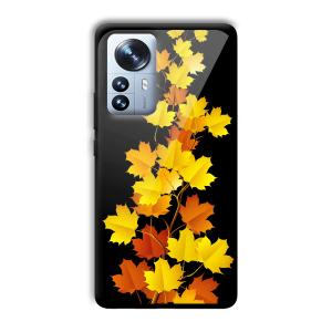 Golden Leaves Customized Printed Glass Back Cover for Xiaomi 12 Pro