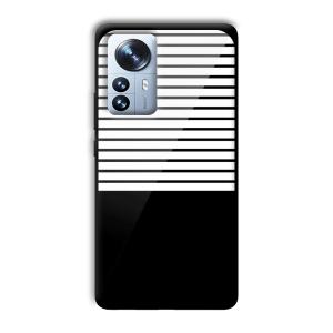 White and Black Stripes Customized Printed Glass Back Cover for Xiaomi 12 Pro