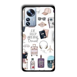 Eat Sleep Breathe Travel Customized Printed Glass Back Cover for Xiaomi 12 Pro