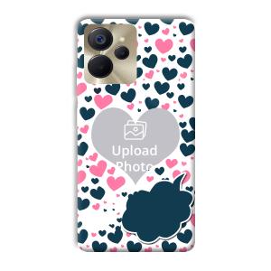 Blue & Pink Hearts Customized Printed Back Cover for Realme 9i 5G