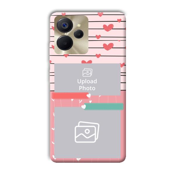 Pink Hearts Customized Printed Back Cover for Realme 9i 5G