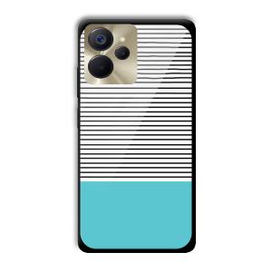 Cyan Stripes Customized Printed Glass Back Cover for Realme 9i 5G