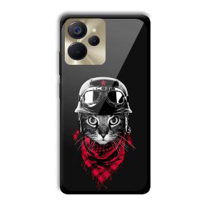 Rider Cat Customized Printed Glass Back Cover for Realme 9i 5G