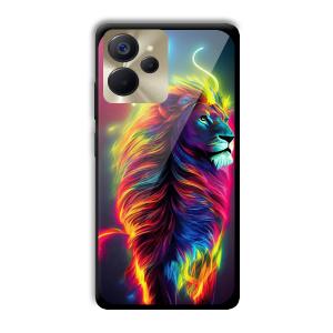 Neon Lion Customized Printed Glass Back Cover for Realme 9i 5G