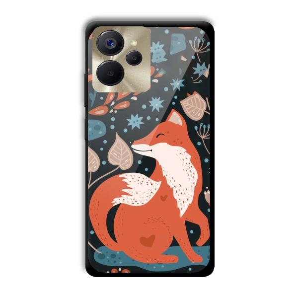 Cute Fox Customized Printed Glass Back Cover for Realme 9i 5G