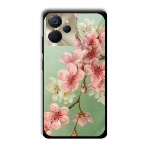 Pink Flowers Customized Printed Glass Back Cover for Realme 9i 5G