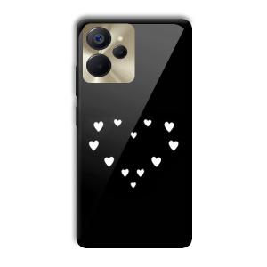 Little White Hearts Customized Printed Glass Back Cover for Realme 9i 5G