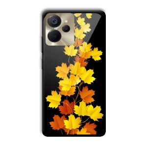 Golden Leaves Customized Printed Glass Back Cover for Realme 9i 5G