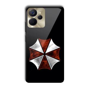 Red and Silver Customized Printed Glass Back Cover for Realme 9i 5G