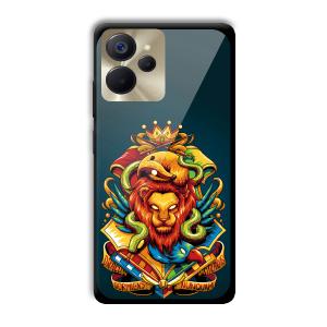 Fiery Lion Customized Printed Glass Back Cover for Realme 9i 5G
