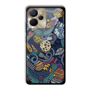 Space Graffiti Customized Printed Glass Back Cover for Realme 9i 5G
