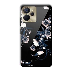 Dark Flowers Customized Printed Glass Back Cover for Realme 9i 5G