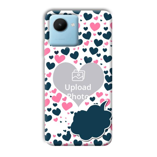 Blue & Pink Hearts Customized Printed Back Cover for Realme C30s