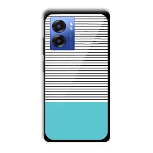 Cyan Stripes Customized Printed Glass Back Cover for Realme Narzo 50 5G