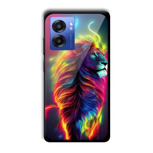 Neon Lion Customized Printed Glass Back Cover for Realme Narzo 50 5G