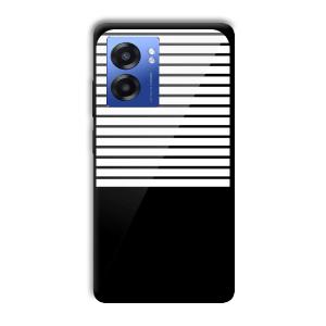 White and Black Stripes Customized Printed Glass Back Cover for Realme Narzo 50 5G