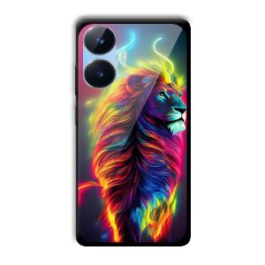 Neon Lion Customized Printed Glass Back Cover for Realme Narzo N55