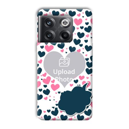 Blue & Pink Hearts Customized Printed Back Case for OnePlus 10T 5G