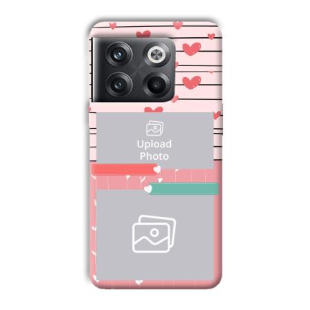 Pink Hearts Customized Printed Back Case for OnePlus 10T 5G