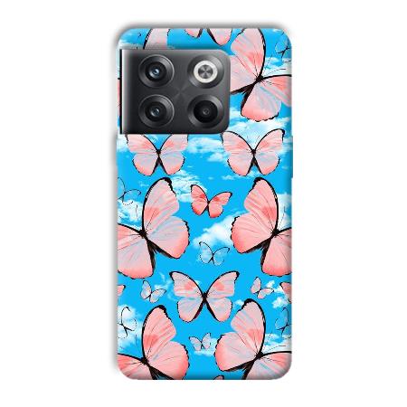 Pink Butterflies Customized Printed Back Case for OnePlus 10T 5G