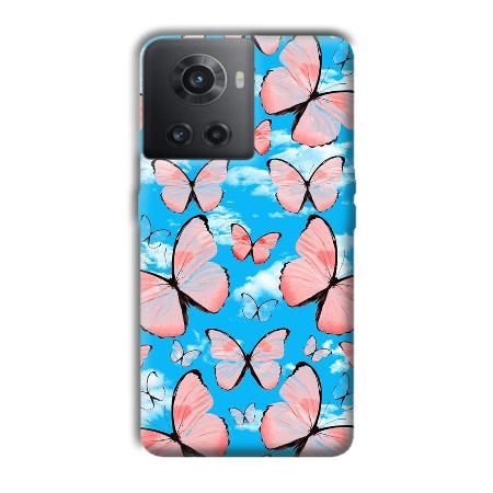Pink Butterflies Customized Printed Back Case for OnePlus 10R 5G