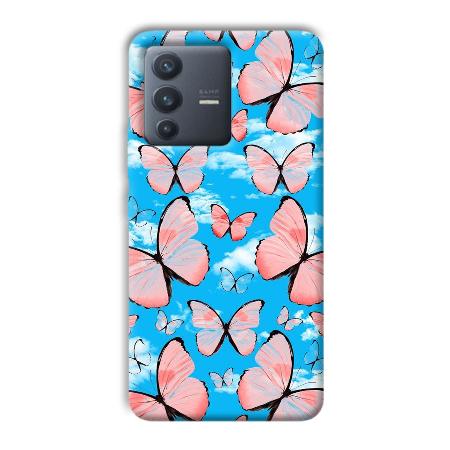 Pink Butterflies Customized Printed Back Case for Vivo V23