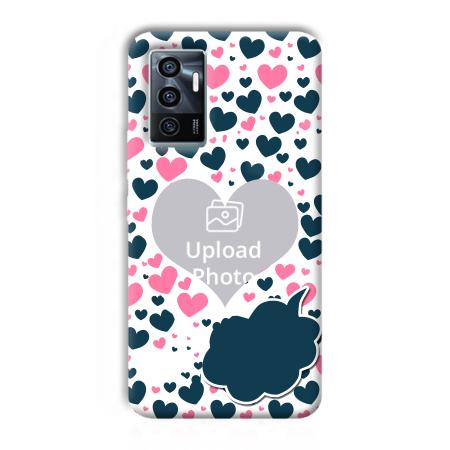 Blue & Pink Hearts Customized Printed Back Case for Vivo V23e