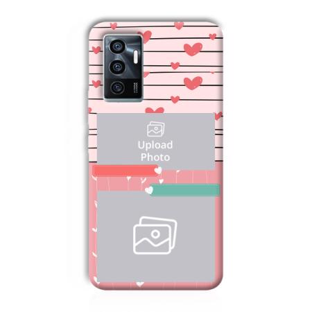 Pink Hearts Customized Printed Back Case for Vivo V23e