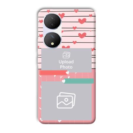 Pink Hearts Customized Printed Back Case for Vivo Y100