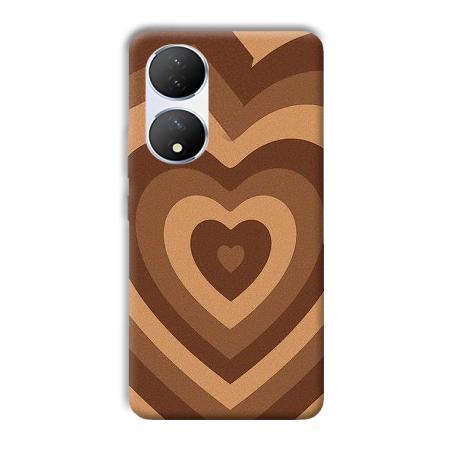 Brown Hearts Customized Printed Back Case for Vivo Y100