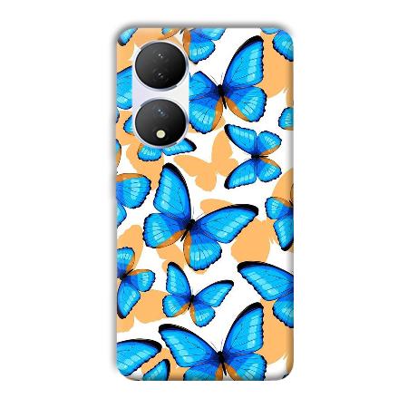 Blue Butterflies Customized Printed Back Case for Vivo Y100