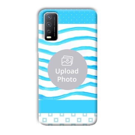 Blue Wavy Design Customized Printed Back Case for Vivo Y12s