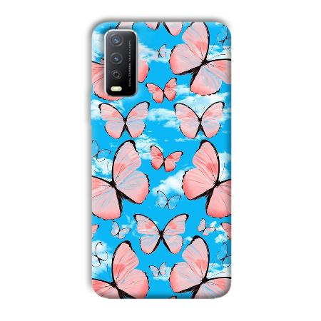 Pink Butterflies Customized Printed Back Case for Vivo Y12s