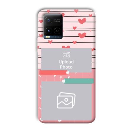 Pink Hearts Customized Printed Back Case for Vivo Y21A