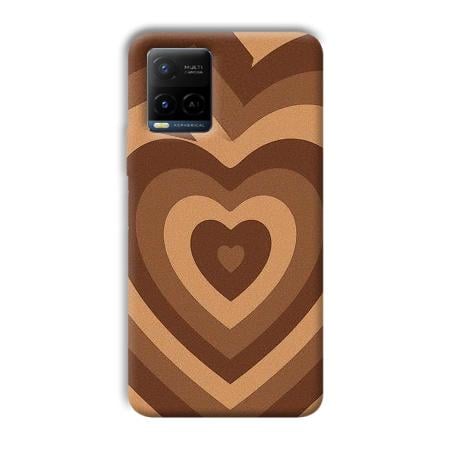 Brown Hearts Customized Printed Back Case for Vivo Y21A