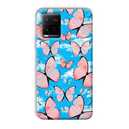 Pink Butterflies Customized Printed Back Case for Vivo Y21A